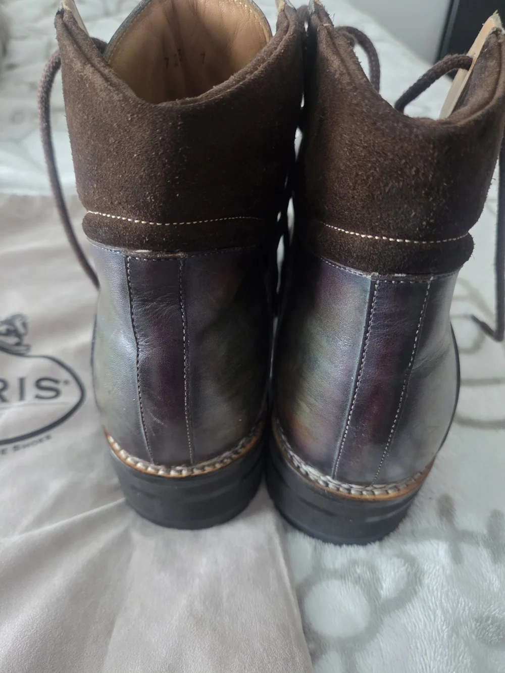 Calzoleria Harris Dark Brown Leather Ankle Boots with Gold Hardware
